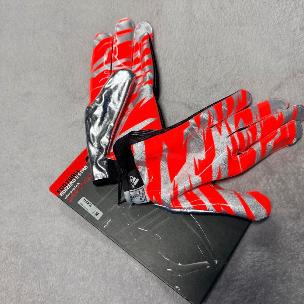 Adidas Adizero 5 Star Football Gloves Mens XL Red Black Camo AF0166 GripTack - Picture 2 of 5